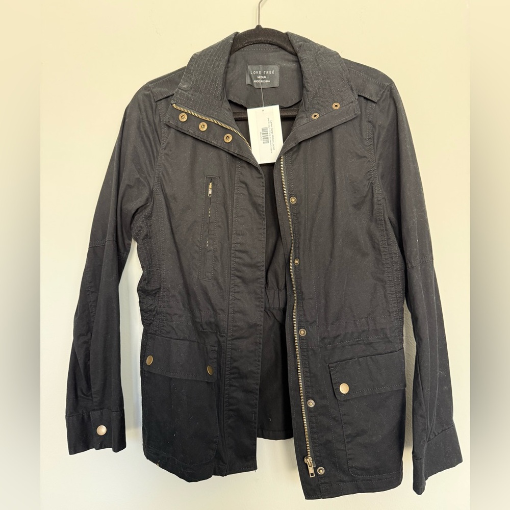 NWT Love Tree Women’s Lightweight Black Utility Jacket
